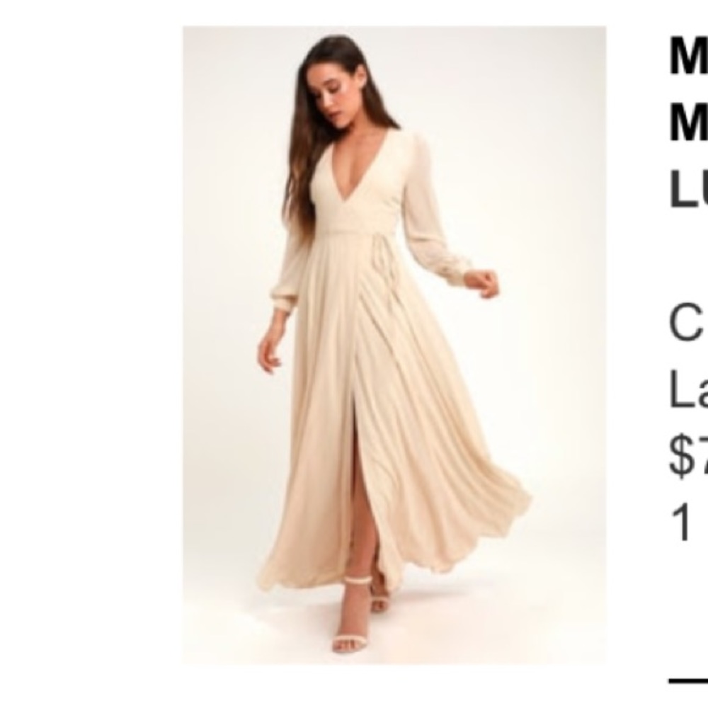 LULUS My Whole Heart Cream Long Sleeve Maxi Dress